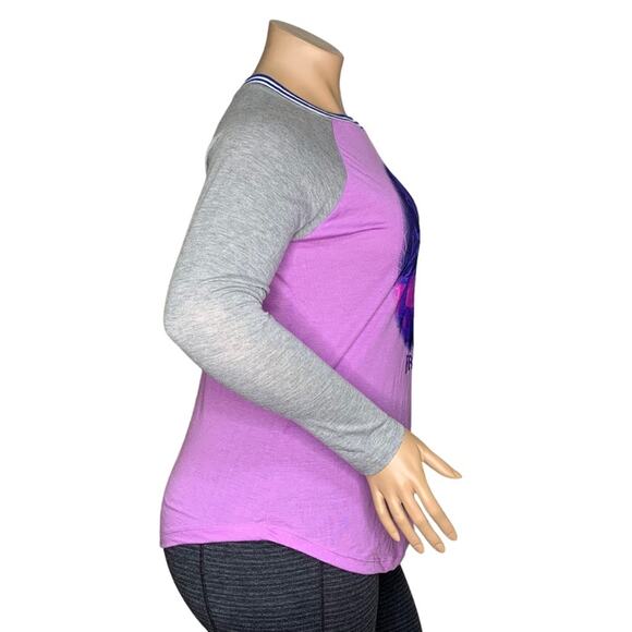 Disney Frozen II NWOT Tshirt Raglan Long Sleeve Purple/Gray Crewneck Fearless - Picture 6 of 9